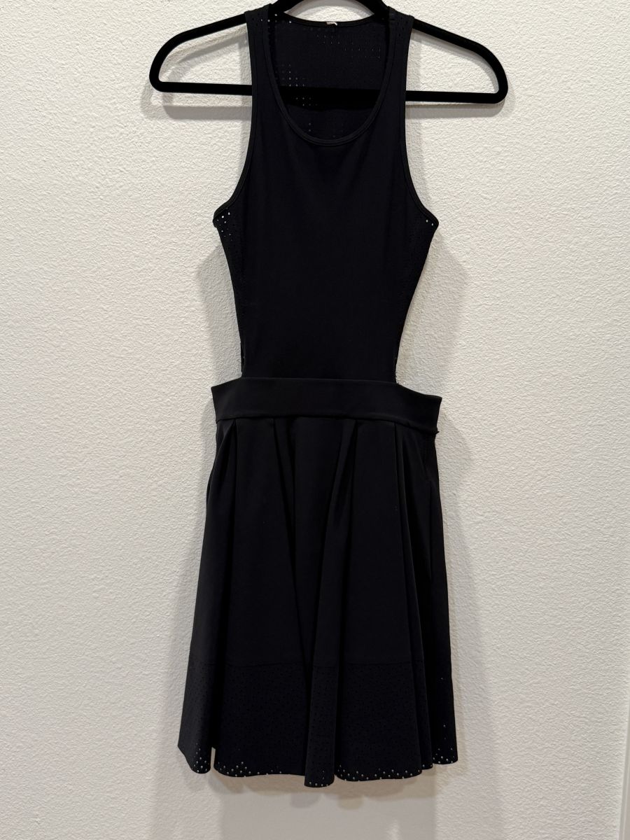 Lululemon Black Sleeveless Fit-and-Flare Open-Back Dress