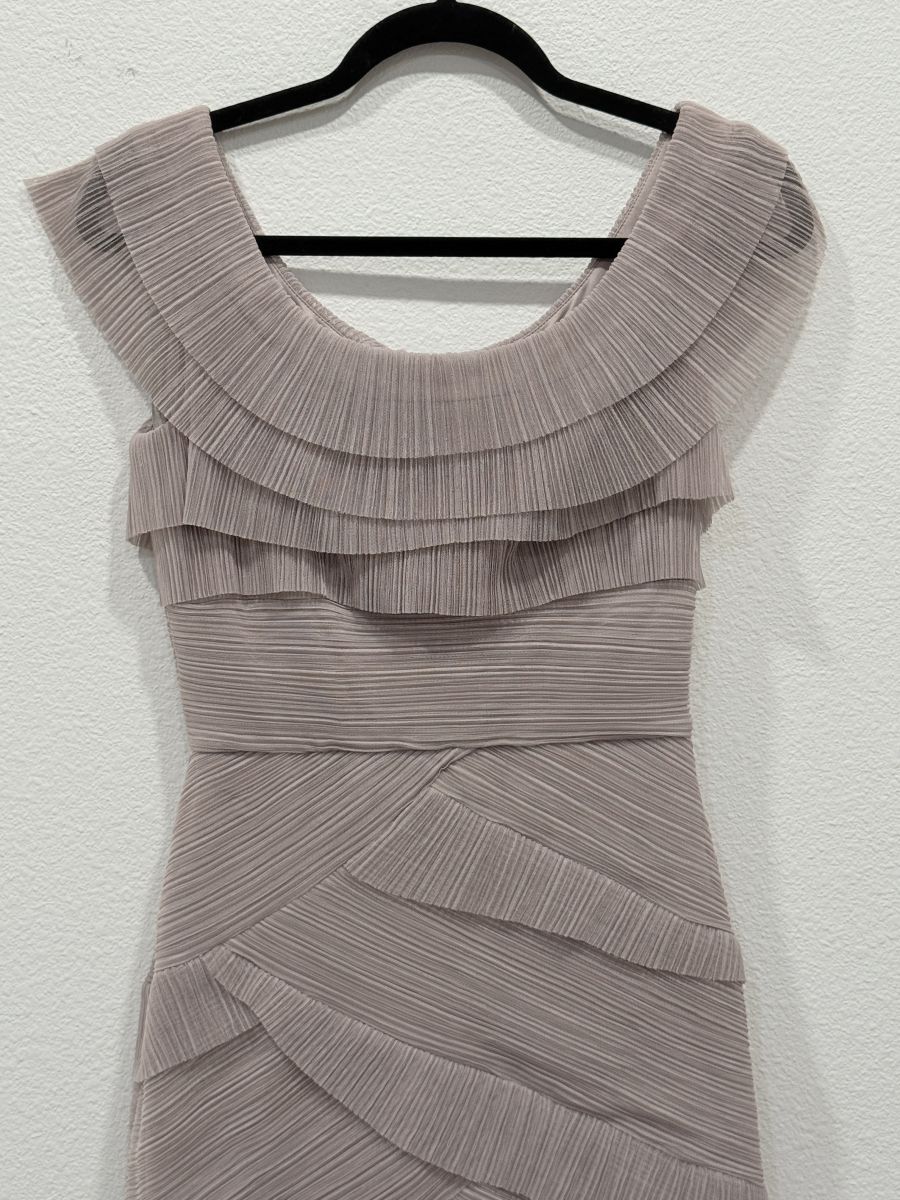 “Briana” Sepia Pleated Ruffle Dress 