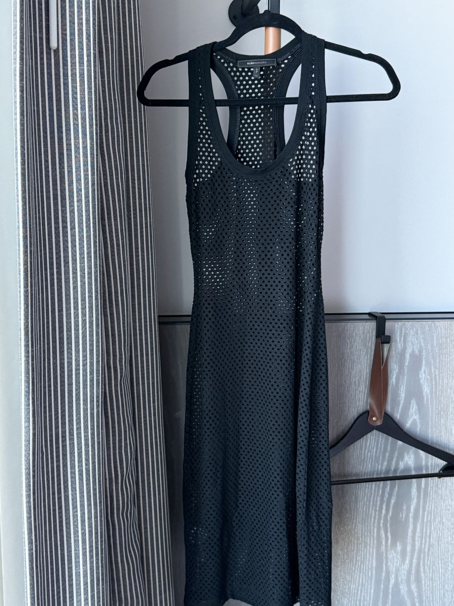 BCBGMAXAZRIA XS Black Mesh Tank Dress