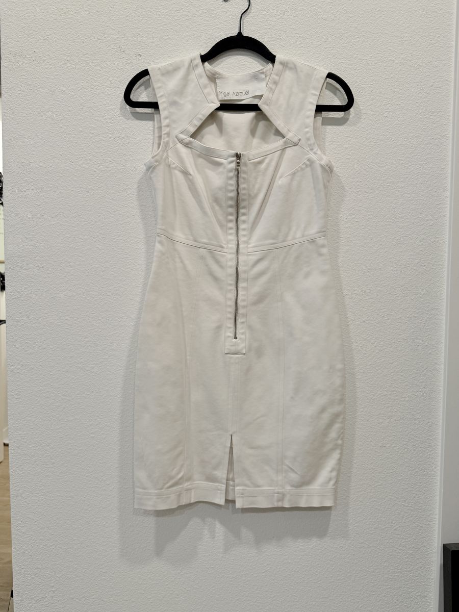 Yigal Azrouël White Sleeveless Zip Dress