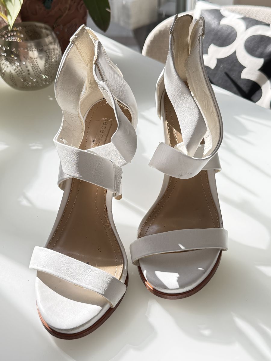 BCBGMaxAzria White Strappy Stiletto Sandals