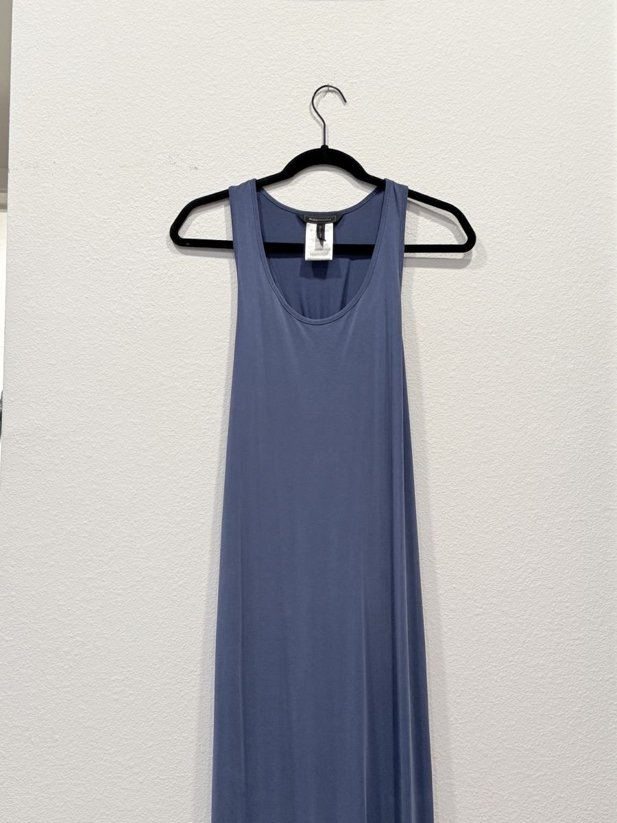 A beautiful long BCBGMAXAZRIA Blue grey dress