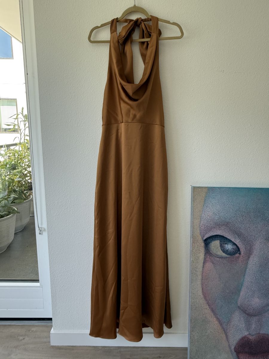 a brand new Watters Quinn Burnt Ochre Silk Maxi Dress with tag