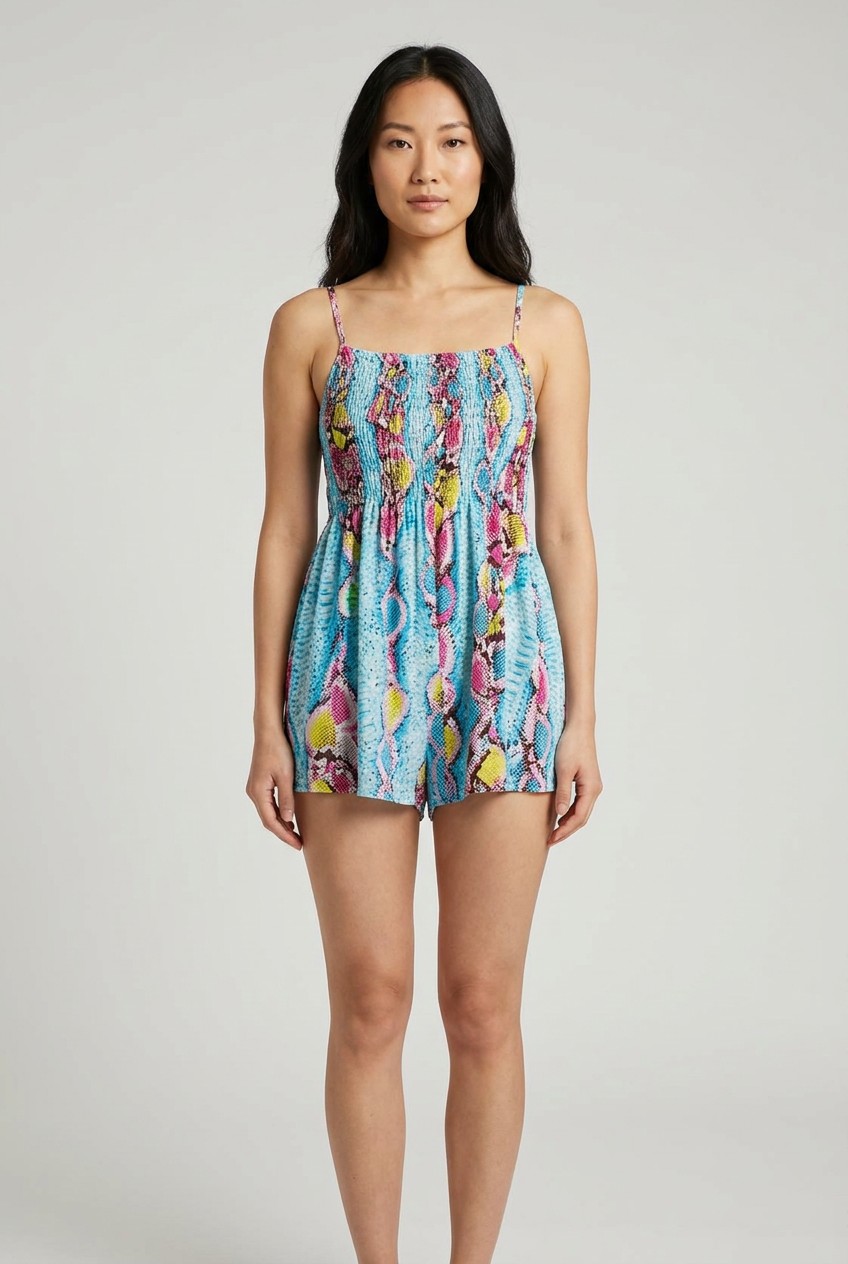 PilyQ Women's Colorful Snakeskin Print Romper