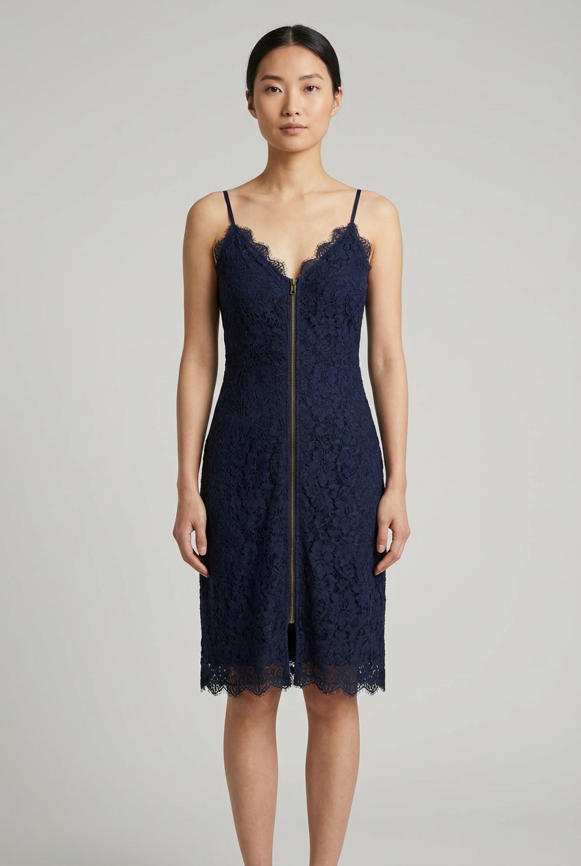 Navy Blue Lace Cocktail Dress