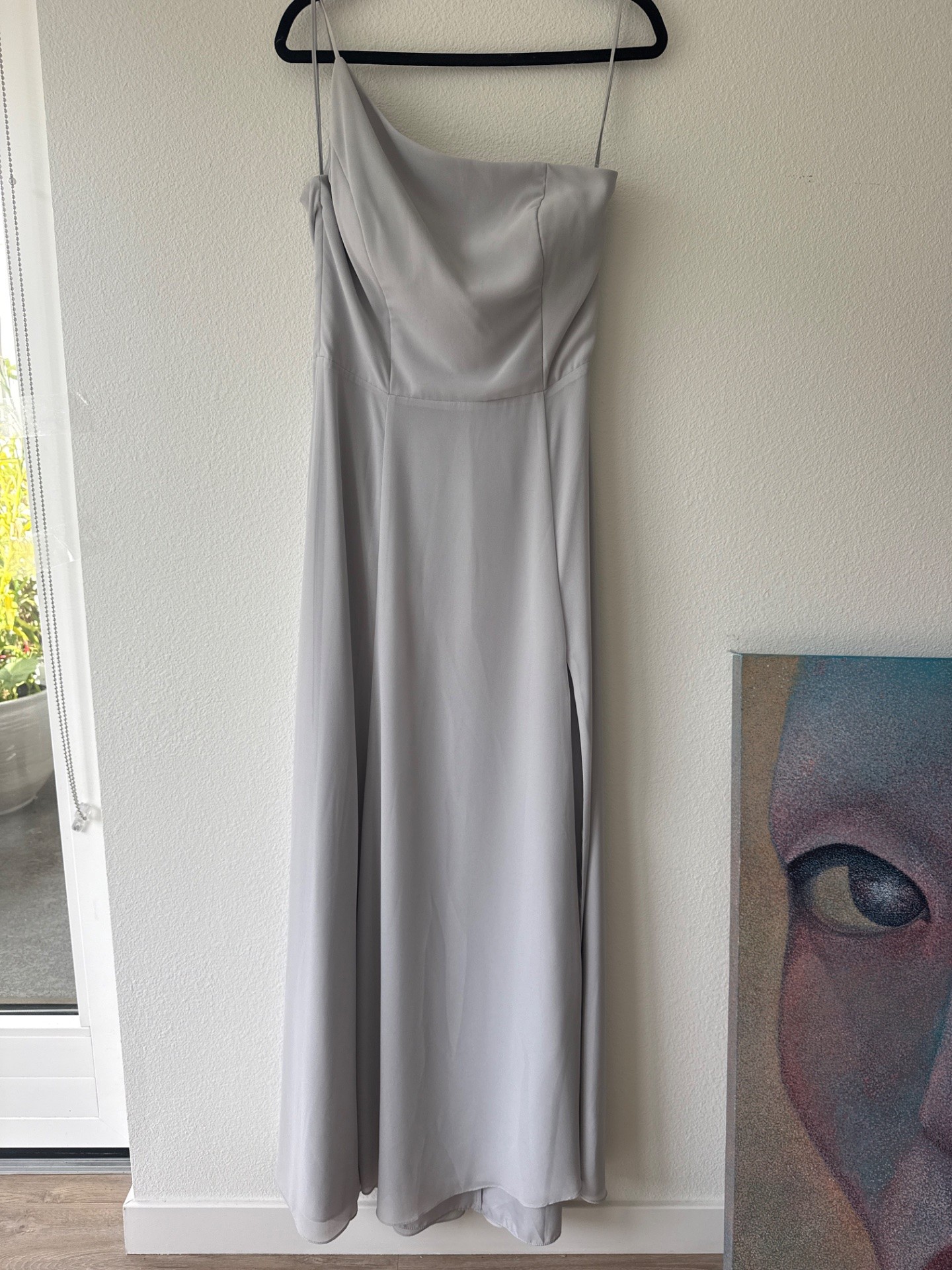Amsale Gray One-Shoulder Gown