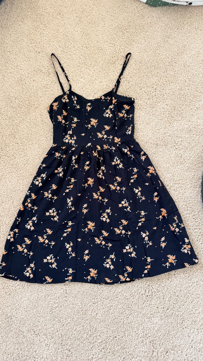 Black floral print dress